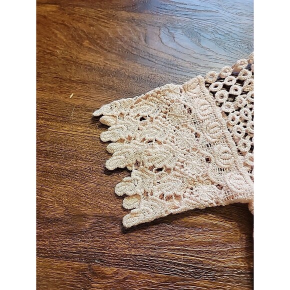 Crochet Cardigan Questions By Say What Pink V-Neck Button Front Womens Small - Picture 4 of 10